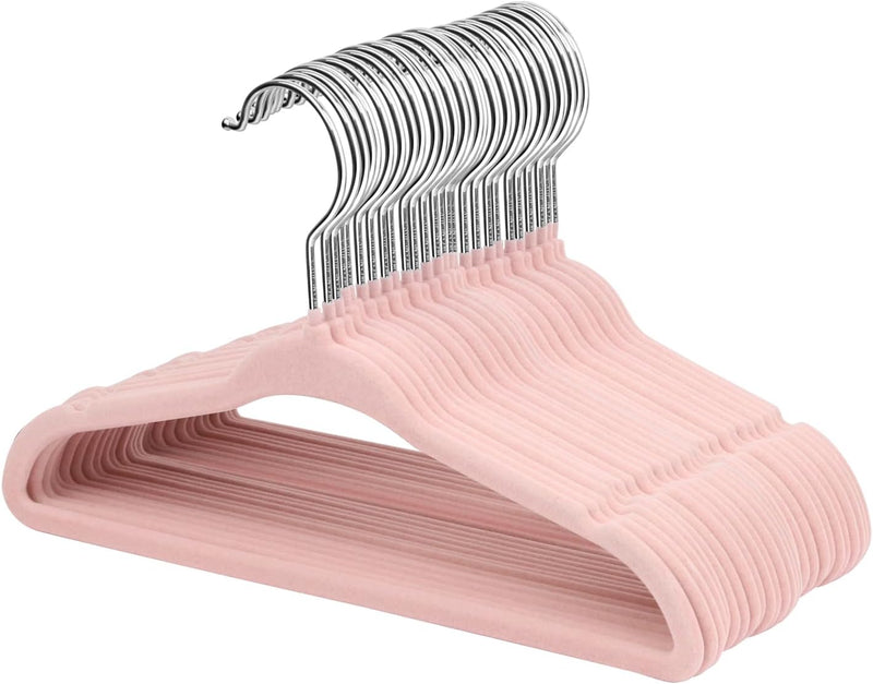 ManGotree 30 Pack 11inch Baby Clothes Hangers, Velvet Kids Toddlers Coat Hangers with Ultra Thin & Non-Slip Design (Beige)
