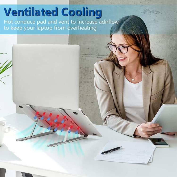 IGIBAL- COMPUTER Adjustable Laptop Stand for Desk-Portable Computer-Support Stand- Foldable Laptop Holder-Ventilated Cooling Notebook Stand-for MacBook Pro Air-Lenovo-Dell- HP-Laptops-Tablet