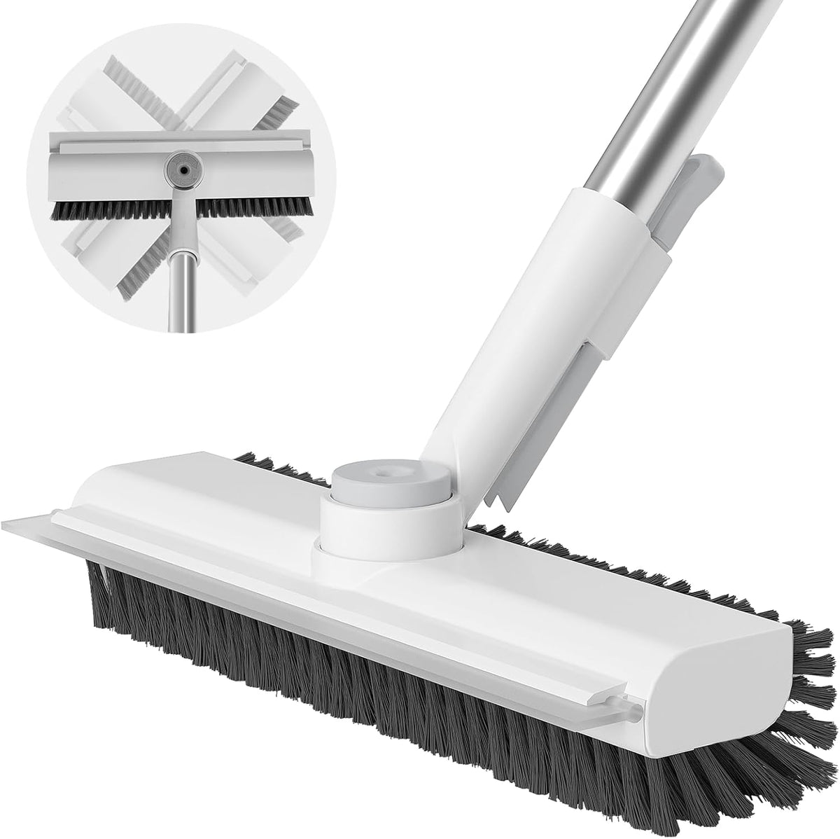 AIR U+ Floor Scrub Brush with Long Handle, 3 in 1 Scrape and Heavy-Duty Stiff Bristle Scrubber Brush for Cleaning Shower Bathroom, Patio, Garage, Kitchen, Wall and Deck – image 2