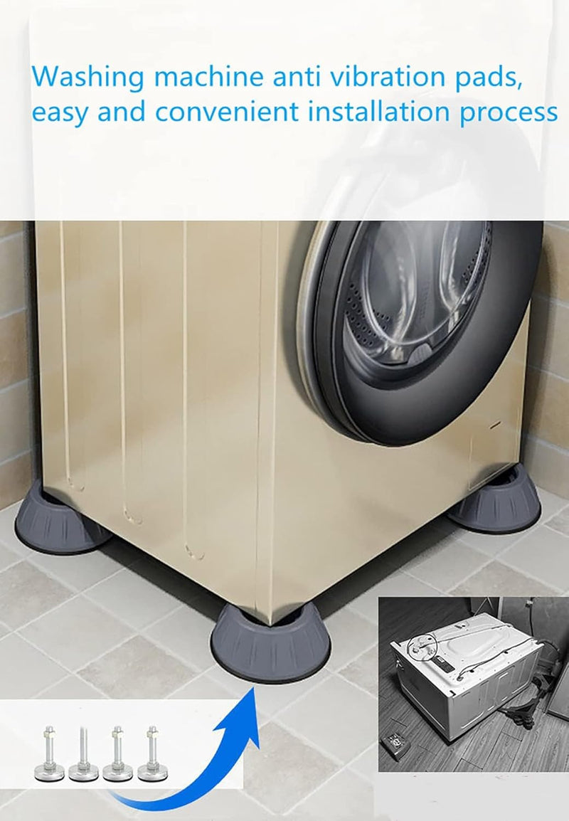 Paporich 4 Pcs Anti Vibration Pads, Washing Machine & Dryer Shock Absorbing Anti-slip Rubber Pads, Clear Plastic, Round