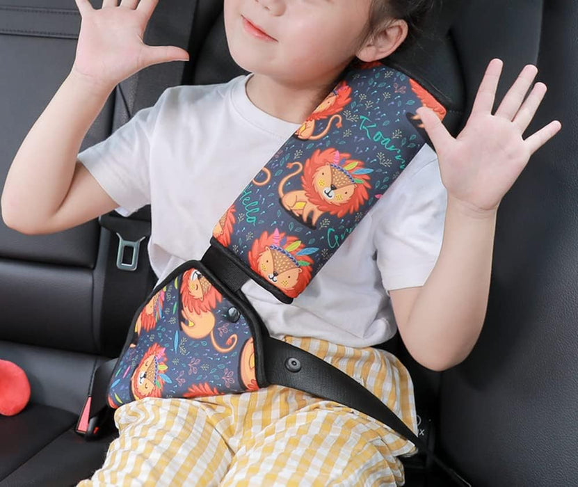 SYOSI Car Seat Belt Adjuster Seat Belt Pad Cover for Baby Child Neck Safety Shoulder Positioner Shoulder Pad Kit Neck Support Headrest Seatbelt Pillow Cover & Seatbelt Adjuster for Child, Set of 2