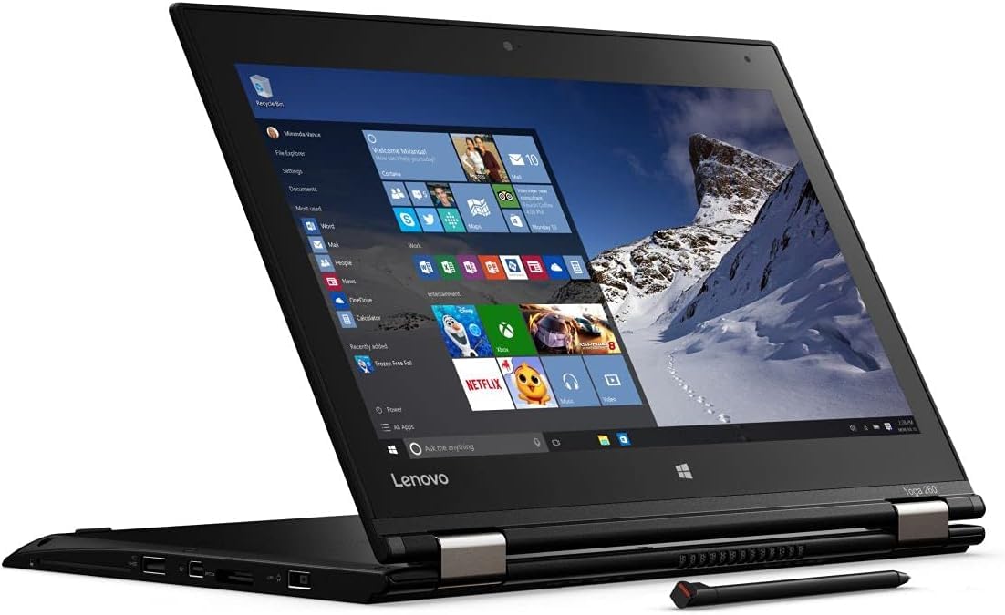 Lenovo Thinkpad YOGA 260 Renewed Ultrabook Business Laptop | intel Core i5-6300U CPU | 8GB RAM | 256GB SSD | 12.5 inch Touchscreen 360° | Windows 10 Professional | RENEWED, black