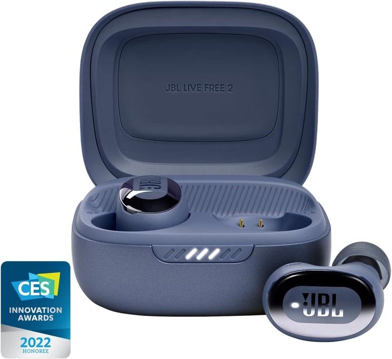 JBL Live Free 2 - True Wireless Noise Cancelling Earbuds, Up to 35hrs of Playtime, 6 mics for Perfect Calls with Zero Noise, IPX5 Waterproof, Oval Tubes for Better Comfort, Isolation, & bass (Silver)