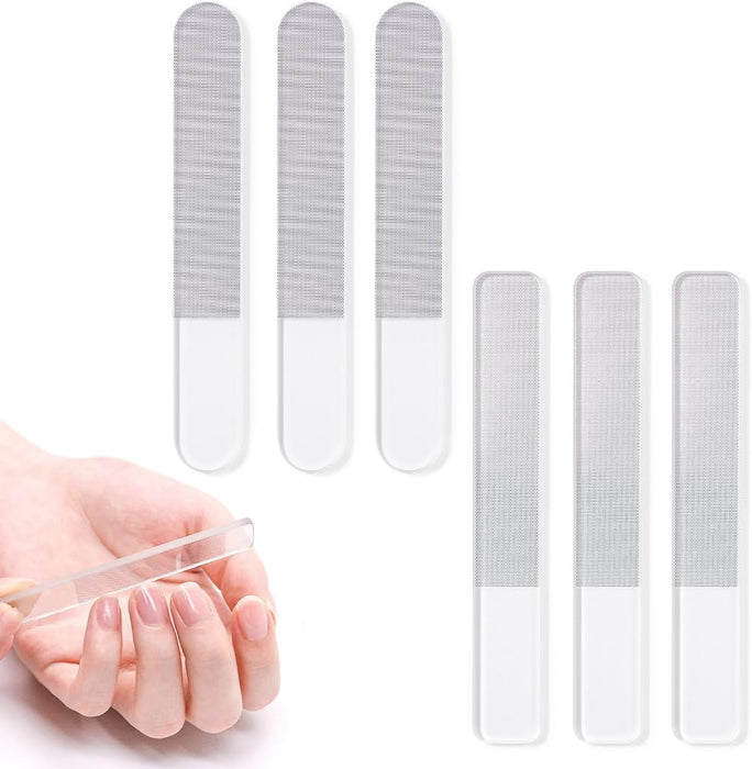 ECVV 6PCS Nano Shiner Nail Files Nano Glass Nail Kit with Case for Natural Nails, Fine Crystal Nail Files Set Nail Shiner Polisher for Home/Salon Use