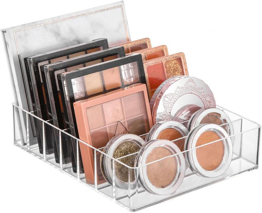 U-HOOME Acrylic Cosmetic Storage Display Boxes, Makeup Organizer 7-Compartment Storage For Eyeshadow, Contour Kits, Blush For Dresser & Vanity