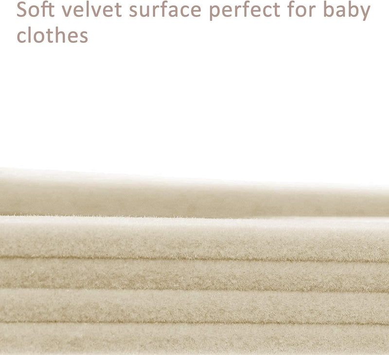 ManGotree 30 Pack 11inch Baby Clothes Hangers, Velvet Kids Toddlers Coat Hangers with Ultra Thin & Non-Slip Design (Beige)