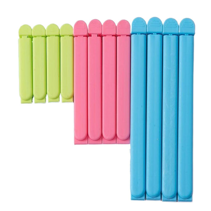 Bag Closers for Chips, Colorful Chip Food Clips Sealing Set, 12X Snack Closure Assorted Sizes, Reusable Closure for Kitchen Storage, Provide Air Tight Sealing