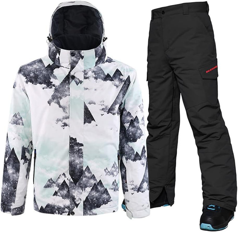 HOTIAN Men's Ski Jacket and Pants Set Snowboard Suit Waterproof SOutdoor Winter Snow Jackets Windproof Mountain Snowsuit