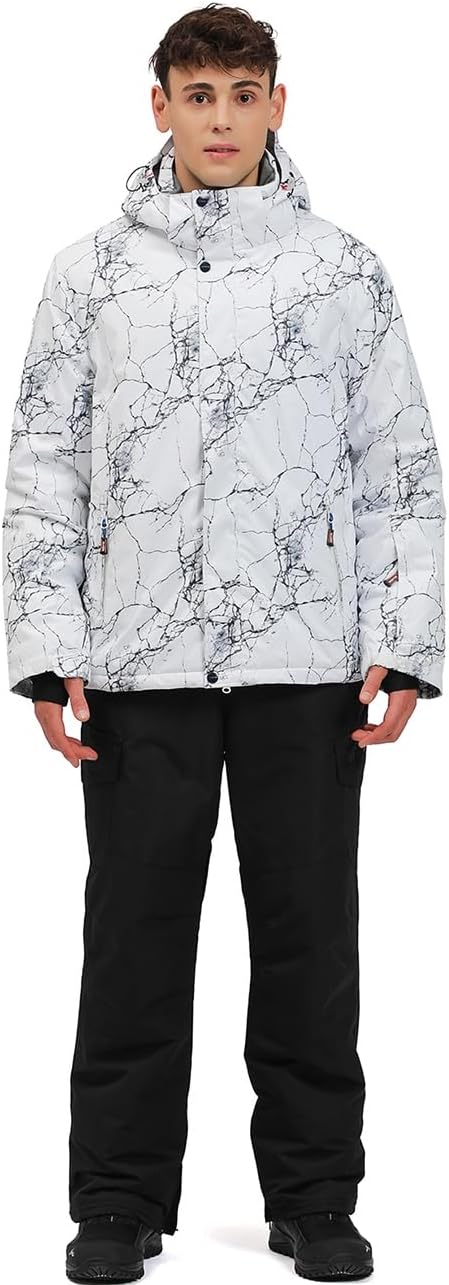 HOTIAN Men's Ski Jacket and Pants Set Snowboard Suit Waterproof SOutdoor Winter Snow Jackets Windproof Mountain Snowsuit