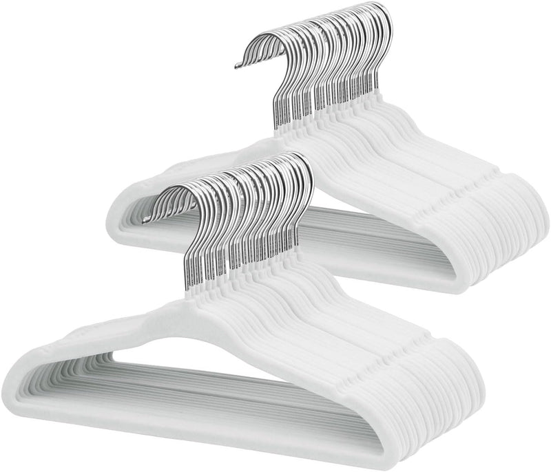 ManGotree Baby Velvet Clothes Hangers, Kids Toddler Children's Hangers for Clothes Space Saving Non-Slip (30 Pack, White)