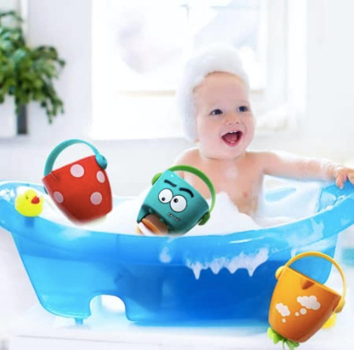 3pcs Toddler Baby Pouring Cup Flow Style Bucket Water Spray Shower Toys, Water Games Sprinkler Kids Gift