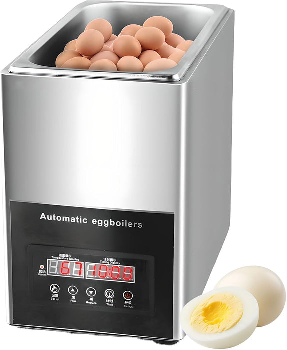 Commercial Egg Boiler, 9L Hot Spring Egg Cooker with 30-90°C Temperature Control & 99Min Timer, Egg Poacher Pan For Restaurant Kitchen