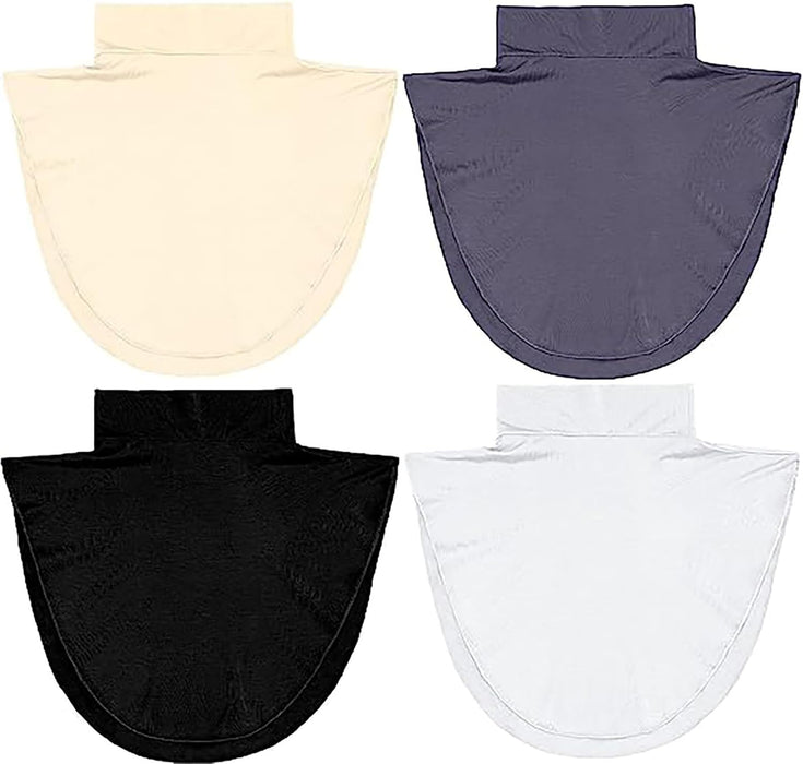 ALMEKAQUZ Fake Collar Detachable Turtleneck,Cotton Women's Mock,Turtleneck Winter Dickey Collar Wrap,for Women Girls White,Black,Cyan,Beige 4Pcs, One Size