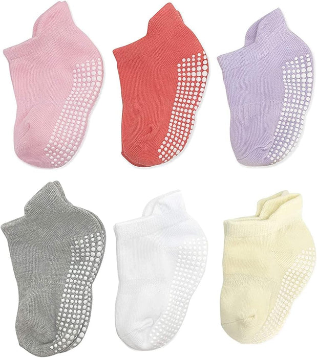 SHOWAY Unisex Kids Non Slip Ankle Socks For Infants 6 Pieces Modern Socks