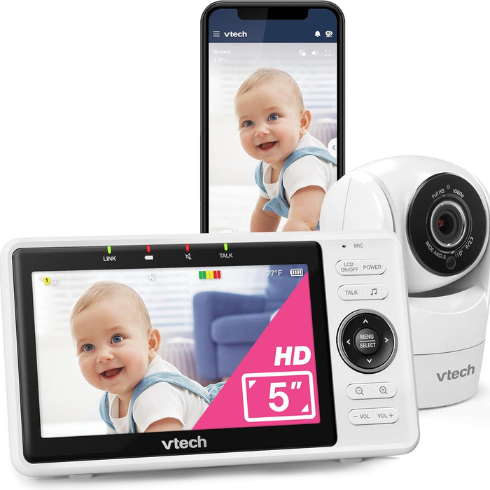 vtech Smart WiFi Baby Monitor VM901,5in 720p Display, 1080p Camera, HD NightVision, Fully Remote Pan Tilt Zoom, 2-Way Talk, free Smart Phone App
