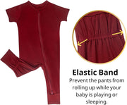 GUISBY Bamboo Baby Pajamas, Summer Short Sleeve Footless Rompers, 2 Way Zipper Sleeper