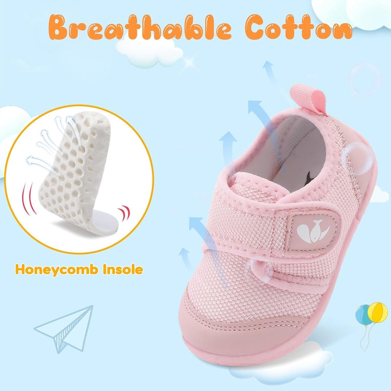 L-RUN Baby Shoes Boys Girls Breathable Adjustable First Walking Shoes Infant Lightweight Crib Sneakers