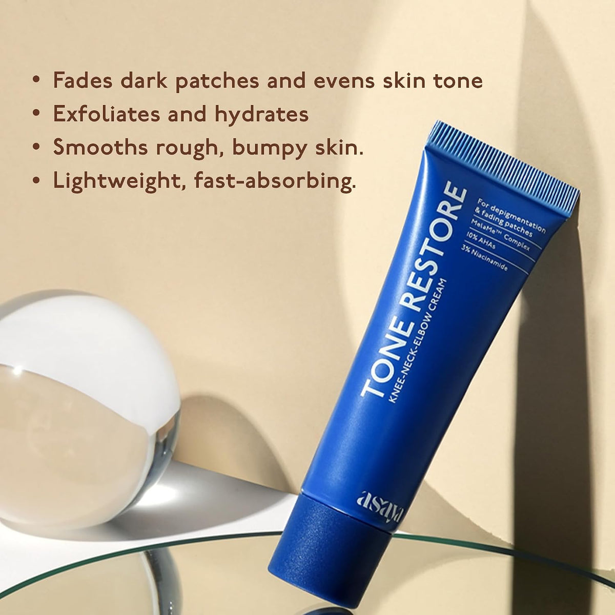 Asaya Tone Restore Cream For Dark Neck, Knees & Elbows Advanced Pigmentation Removal Cream with MelaMe Complex For Women & Men - 50 g – image 4