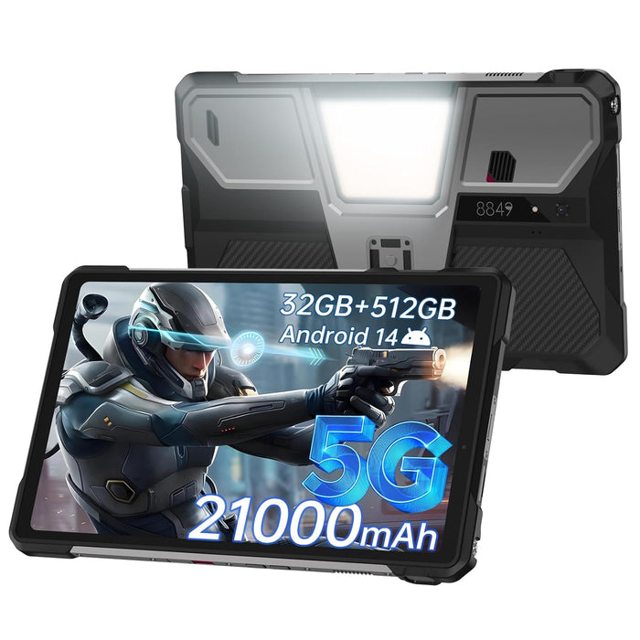 8849 Tank Pad Android 14 Tablet 10.95 inch, 21000mAh 5G Unlocked Tablet with Projector, 32GB??(2TB Expand) Waterproof Tablets for Adults, 32MP? Camera/66W Charger/Camping Light/WiFi/GPS/OTG