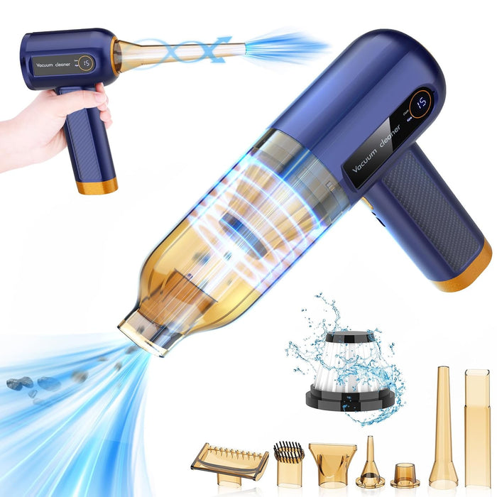 Musclez 4-in-1 Handheld Car Vacuum Cleaner Cordless,15000Pa Portable Car Vacuum Cleaner with LED Display,Rechargeable Mini Dust Buster for Car, Home, Office Cleaning (Blue)