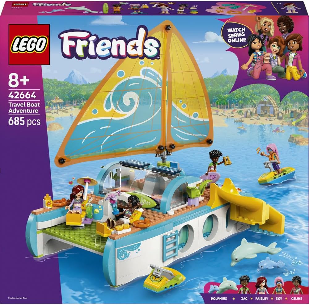 Friends Travel Boat Adventure Set - incl. a Boat Toy with a Spinning Sail, 4 Mini Dolls & 2 Dolphin Figures, Plus Fun Accessories - Creative Birthday Gift for 8+ Year Old Girls - 42664 – image 10