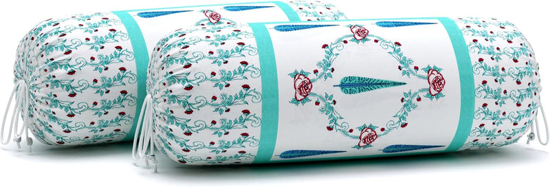 BLOCKS OF INDIA 200TC Diwan Set Cotton 8 Piece | Deewan Printed Bedsheet Sets for Living Room Hall (Set of 8 Piece, 1-Bed Sheet | 2-Bolster Cover | 5-Cushion Cover (Color 25)