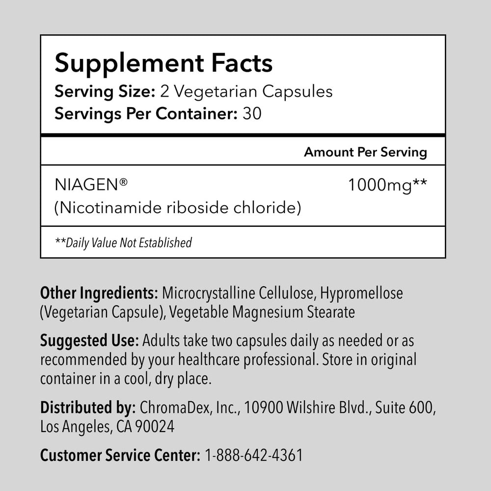 TRU NIAGEN PRO NAD+ Supplement for Anti Aging and Cell Regeneration, 1000 mg Patented Niagen, 30 Servings Supports Cellular Energy Nicotinamide Riboside (NR) Daily Supplements for Men and Women