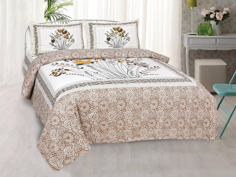 SUFAYA FAB Printed Indian Sanganer Royal Cotton Premium Big Size Bedsheets for Modern Look(100x100) inches with Two Pillow (18x28)