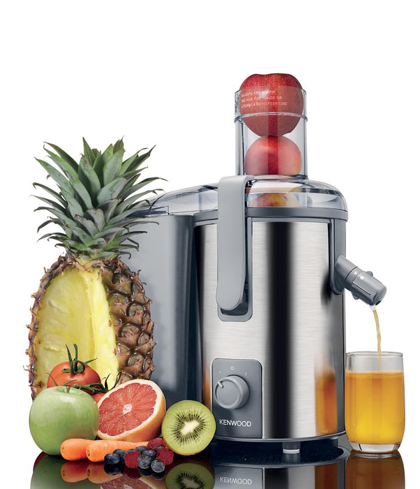 KENWOOD Juicer 700W Stainless Steel Juice Extractor with 75mm Wide Feed Tube, 2 Speed, Transparent Juice Jug, Pulp Container, Anti Drip for Home, Office, Restaurant &Cafeteria JEM51.000GS Grey/Silver