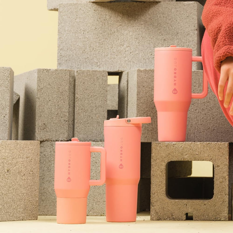 HydroJug Traveler - Modern 40 oz Tumbler with Handle & Simple Flip Straw - Car Cup Holder Friendly, Leak Resistant Water Bottle-Reusable Insulated Stainless Steel & Rubber Base - Gifts for Women & Men