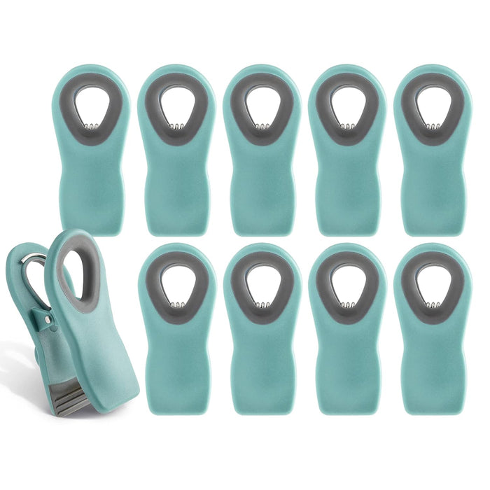 Cook with Color 10 Pc Bag Clips with Magnet, Food Clips, Chip Clips, Bag Clips for Food Storage with Air Tight Seal Grip for Bread Bags, Snack Bags and Food Bags Green