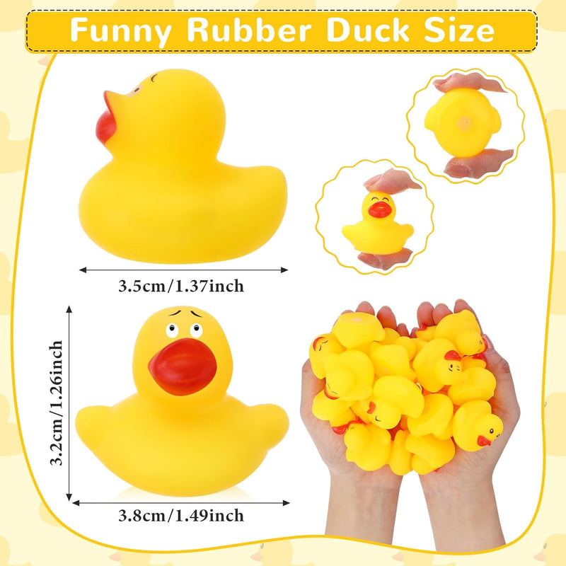 HyDren 100 Pcs Rubber Ducks Mini Ducks Bulk Bath Toys Yellow Cruise Ducks Bathtub Toys Float Ducks Baby Shower for Car Bathtub Classroom Exchange Prizes Treat Supplies Goodie Bag Fillers(Classic)