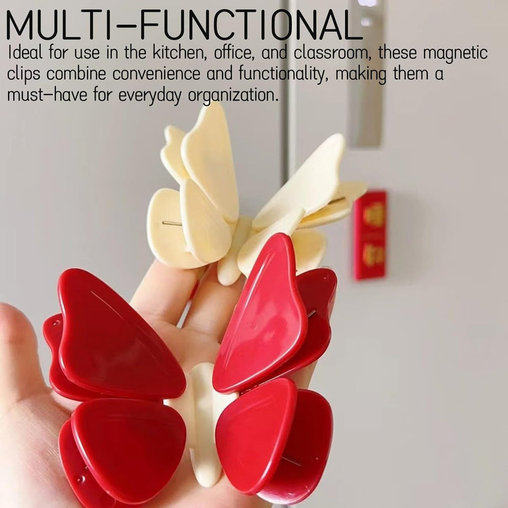 4Pcs Bag Clips, Chip Clips, Cute Sealing clips for Food & Snack Bag, Detachable Butterfly Magnetic Chip, Fridge Magnetic food Clips for Snack Airtight Seal