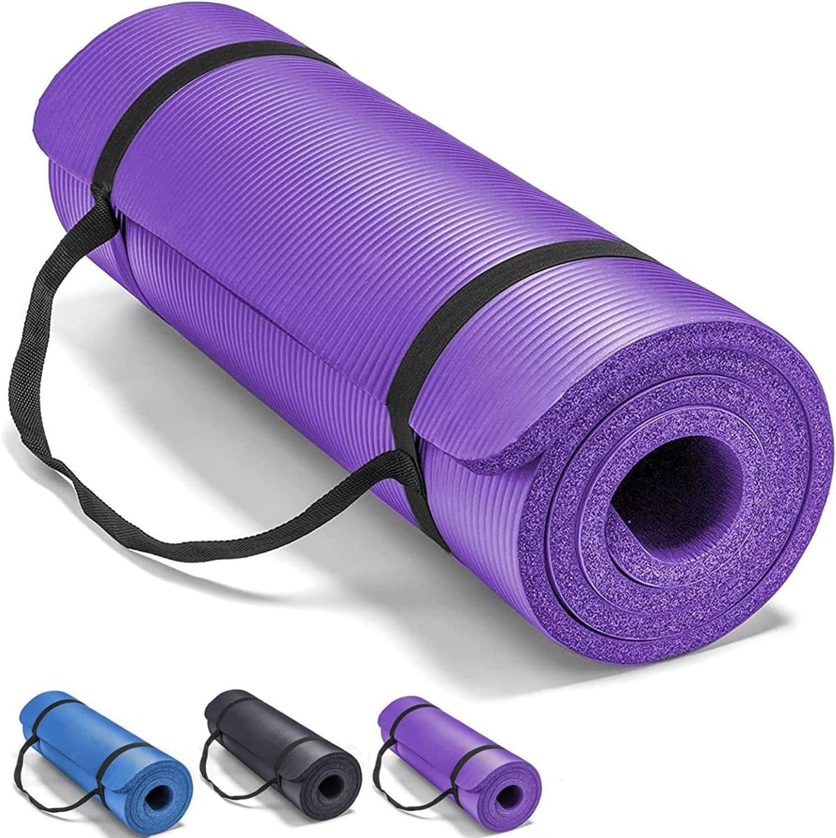 SKY-TOUCH Yoga Mat Non Slip, Yoga Mat with Strap Included 10mm Thick Exercise Mat Ideal for HiiT, Pilates, Yoga and Many Other Home Workouts β image 1