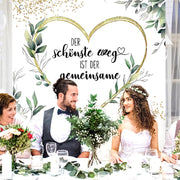 Vocridy Wedding Sheet for Cutting with Scissors, Wedding Bed Sheet as a Wedding Game for the Bride and Groom, Bed Sheet with Heart Wedding Incl. 200 x 180 cm (Green)