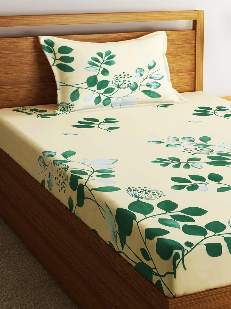Fashion String 144TC Nature Embrace Lush Green Single Bedsheet with 1 Pillow Cover