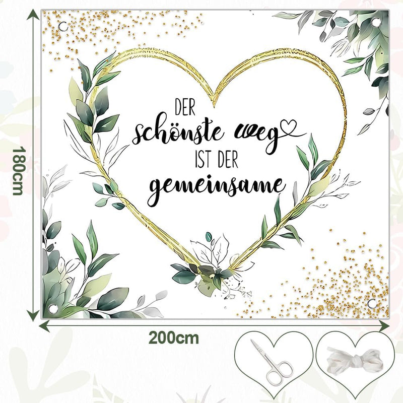 Vocridy Wedding Sheet for Cutting with Scissors, Wedding Bed Sheet as a Wedding Game for the Bride and Groom, Bed Sheet with Heart Wedding Incl. 200 x 180 cm (Green)