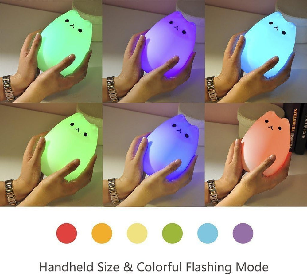 MOTIM Cute Kitty Night Light, Silicone Cute Lamp with Different Color Modes, Touch Sensor Control, Gift for Women Mom