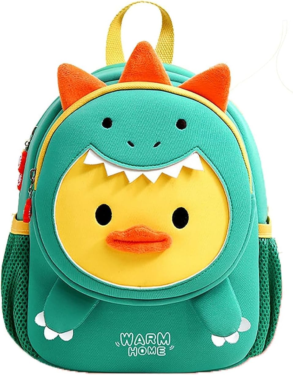 Cute Toddler Backpack Toddler Bag Schoolbag Animal 3D Cartoon Mini Travel Bag for Baby Girl Boy 2-8 Years Small Kids Daypack,Dinosaur Duck, multi – image 1