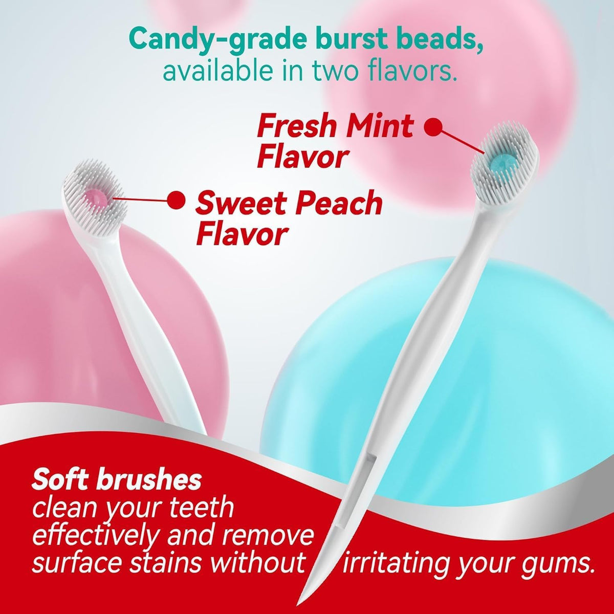 20Pcs Mini Disposable Toothbrushes with Toothpaste and Toothpick, Tongue Cleaners, Reduce Bad Breath, Tongue Scraper, Prepasted Toothbrush, Pick for Work or Travel (Peach Flavor) – image 3