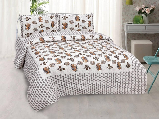 SUFAYA FAB Printed Indian Sanganer Royal Cotton Premium Big Size Bedsheets for Modern Look(100x100) with Two Pillow (18x28) inches