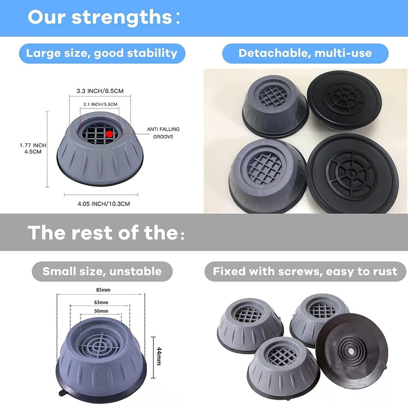 Quality Plus Washer Dryer Anti Vibration Pads with Suction Cup Feet, Foot Pad for Fridge Washing Machine Leveling Feet Anti Walk Pads Shock Absorber Furniture Lifting Base(4 Piece).