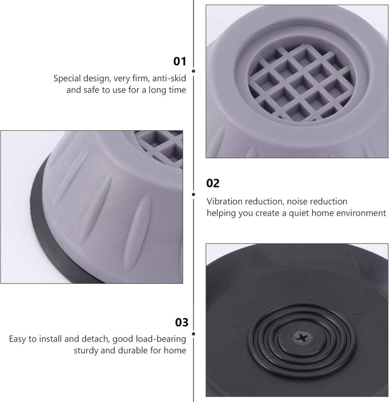 OSALADI 4pcs Washing Machine Foot Pad, Anti Vibration Pads Noise Reduction Washing Machine Feet Non Slip Grip Feet Pad for Washer Dryer