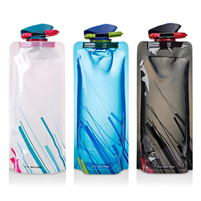 X spring Foldable Water Bottle, 3 Pack 700ml Leak Proof Silicone Collapsible Cup, Reuseable Expandable Foldable Sports Bottle, Collapsible Cups for Traveling Camping Hiking Kids Students