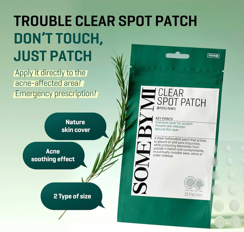 SOME BY MI 30 Days Miracle Clear Spot Patch - Pack of 5, 90 Counts, 2 Size(10mm 45Counts, 12mm 45Counts) - Invisible Hydrocolloid Skin Trouble and Pimple Patch with No Irritation - Korean Skin Care