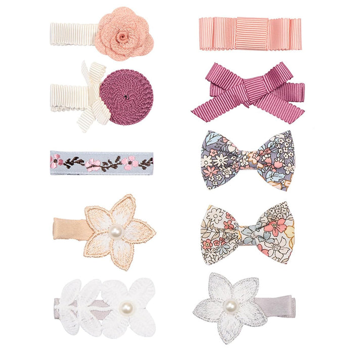 Tazweeq 10Pcs Flower Girls Hair Clip Accessories, Bow Kids Hair Clips Strip Hair Clips, Perfect for Little Princess Dress Up or Daily Wear