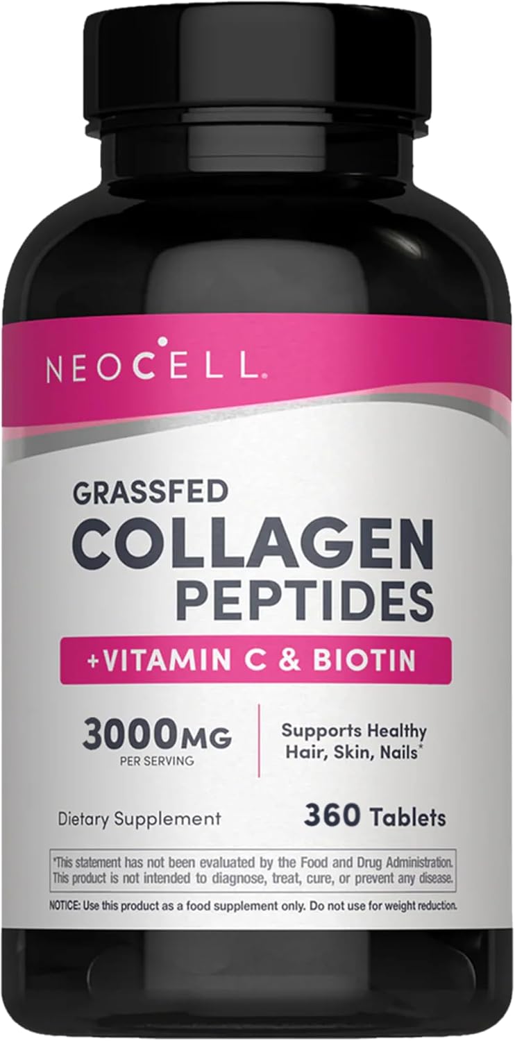 Grassfed Collagen Peptides + Vitamin C + Biotin 6g Type 1 & 3 & 5,000mcg Biotin Supports Healthy Hair & Skin & Nails & Joints 270 Tablets – image 1