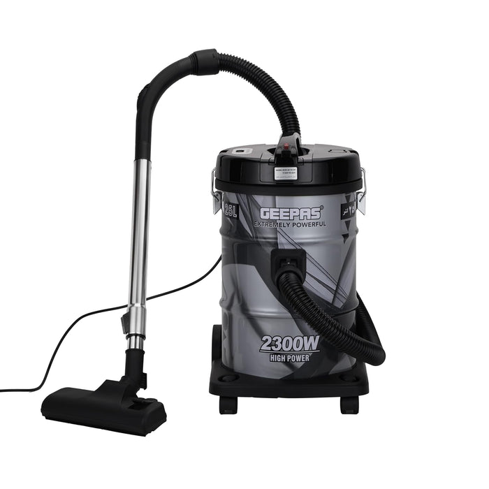 Geepas GVC2598 2300W 21L Drum Vacuum Cleaner - Portable ABS/Copper/Iron | Dust Full Indicator with Parking Position | Air Blower Function with Adjustable Suction Power | 2 Years Warranty