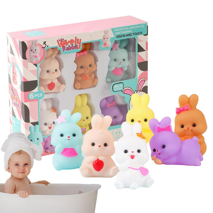 NALACAL Charming Bunny Bathtub Toy, Rabbit Floating Toy, Baby Bath Toys, Cute Floating Toy, 6 Pcs Novelty Bath Tub Toys with Sound Baby Shower Float Bunny Bathtub Toy for Girls and Boys Toddler