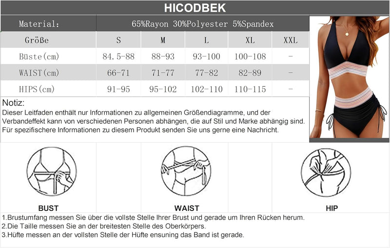 Hicodbek Bikini Women's Set Sexy Swimsuit Swimwear High Waist Colour Block Two Piece Drawstring Swimsuits Bikini for Women